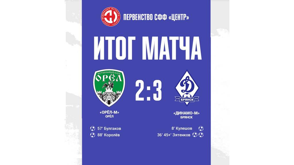 Молодежная сборная брянского «Динамо» на выезде обыграла сверстников из Орла