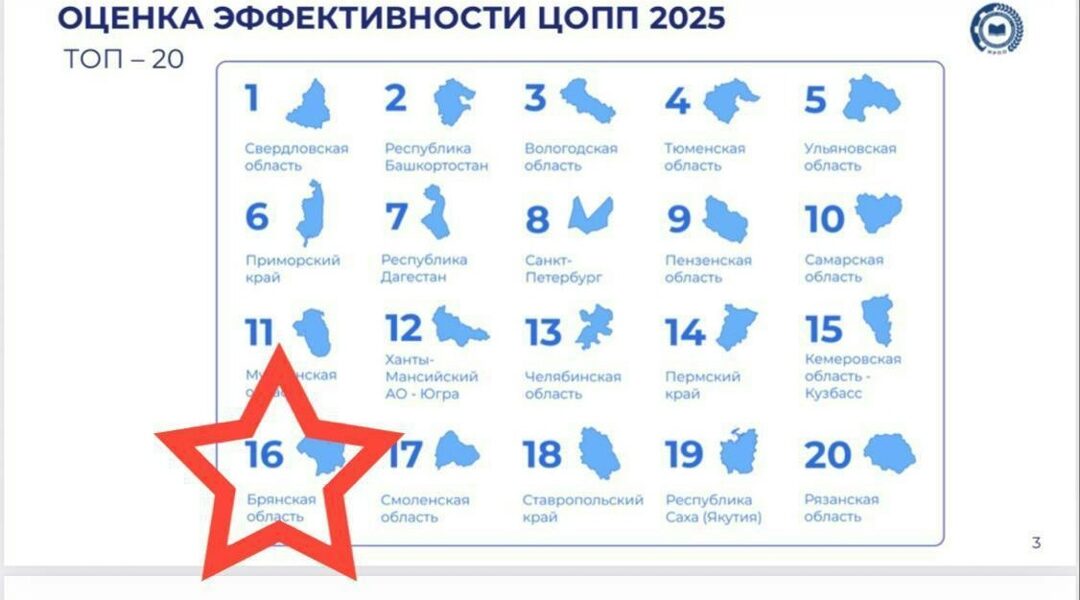 Брянская область вошла в топ-20 лучших ЦОПП России